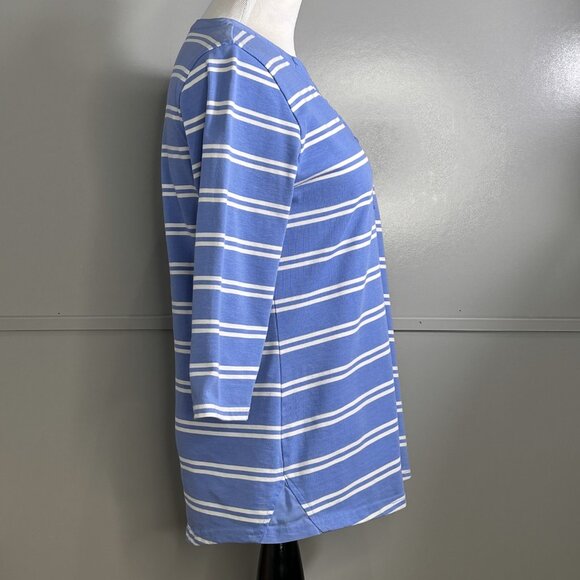 L.L. Bean Women's 3/4 Sleeve Top Tee Shirt Blue and White Stripe Size XS Petite - Picture 5 of 10